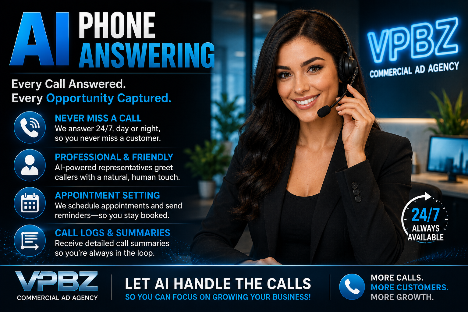 AI phone service for business growth advertising showcase