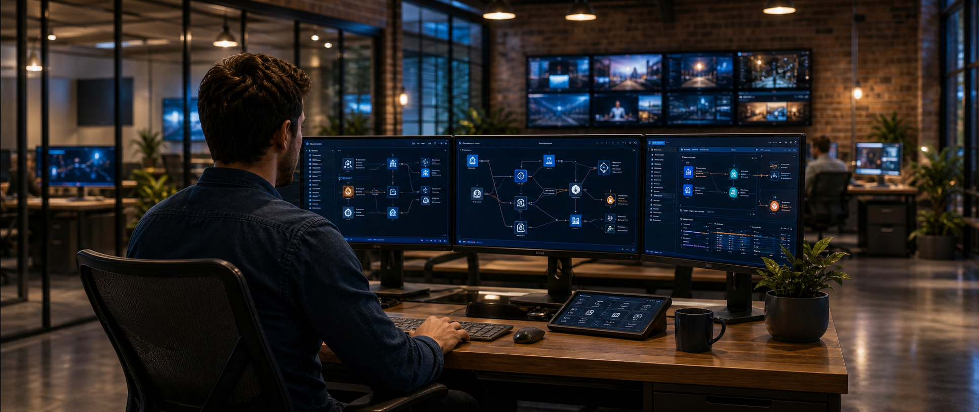 Custom AI automation workstation inside the VPBZ office